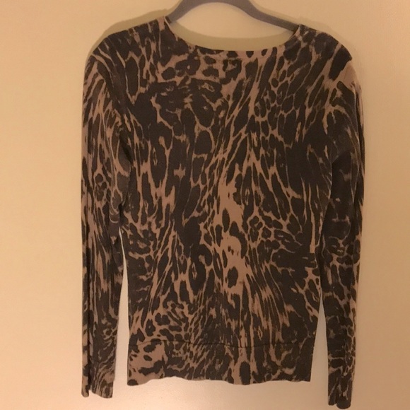 New York & Company Animal Print Cardigan, Brown, L - Picture 2 of 5